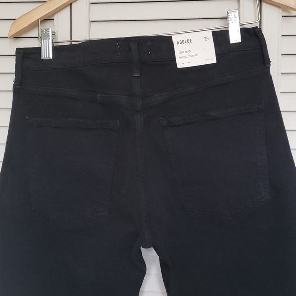 AGOLDE Toni Mid Rise Straight Jeans, Black, Sz 29 - Picture 9 of 13